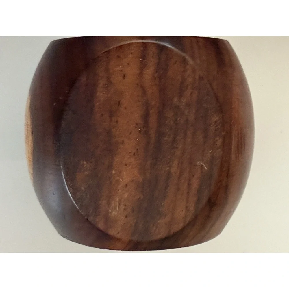 Vintage Lot of 8 Hand Made Brown Wooden Napkin‎ Rings Flat End Boho Decor 2 In